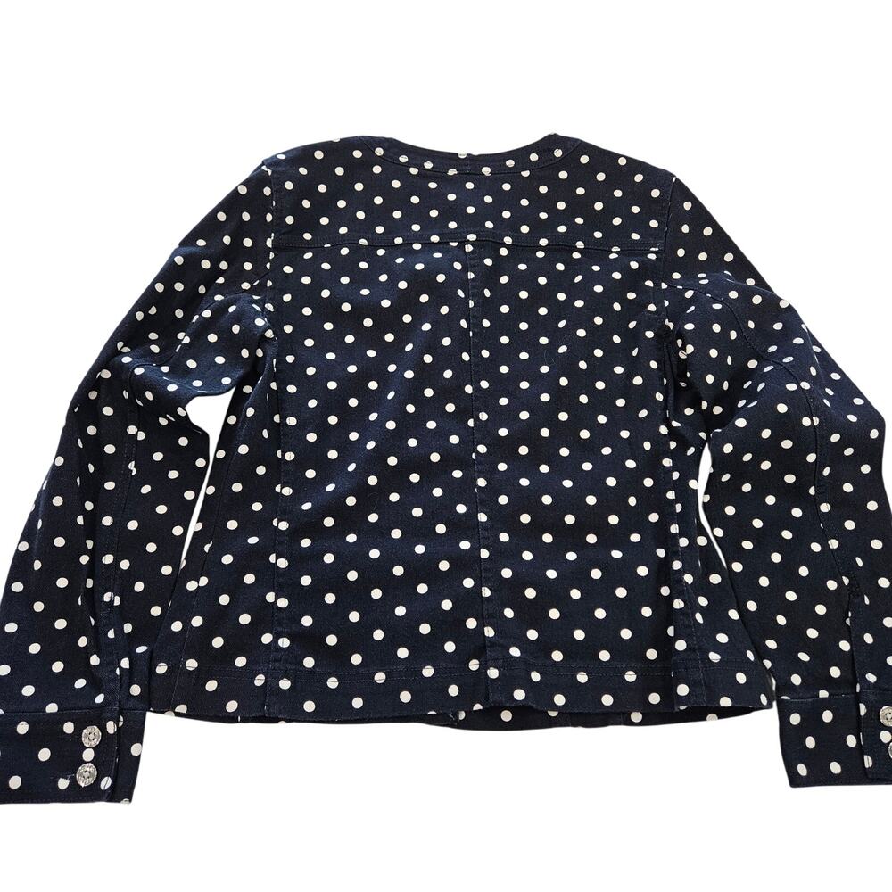 Chaps Ralph Lauren Navy Polka Dot Denim Blazer Jacket Medium Classic Preppy - Picture 8 of 11